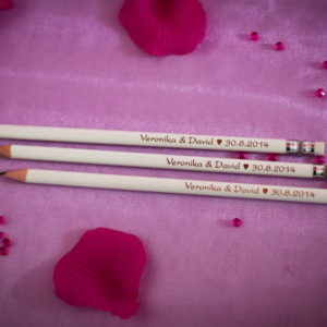 Svatební tužky se jmény - s gumotypem