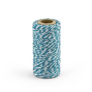 Barevný provázek z bavlny - modrý / bílý - 50 m