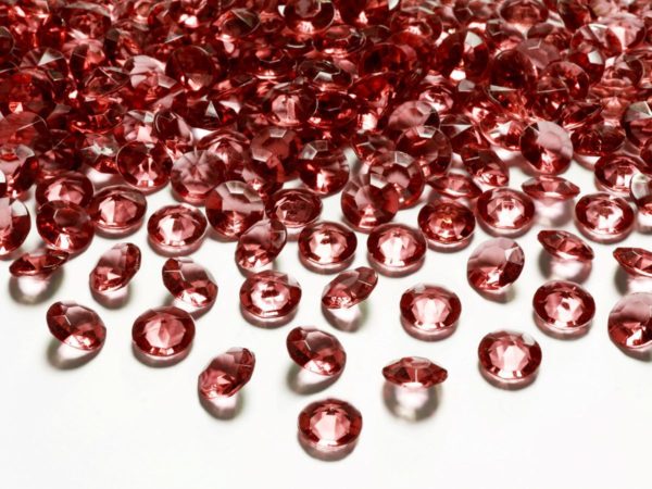 Dekorační akrylové diamanty 100 ks - červené