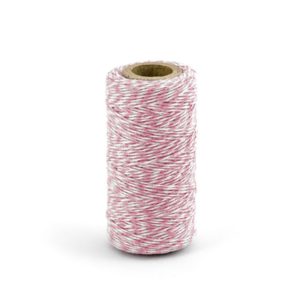 Barevný provázek z bavlny - růžový / bílý - 50 m